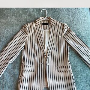 Massimo Dutti Navy and Cream Striped Blazer